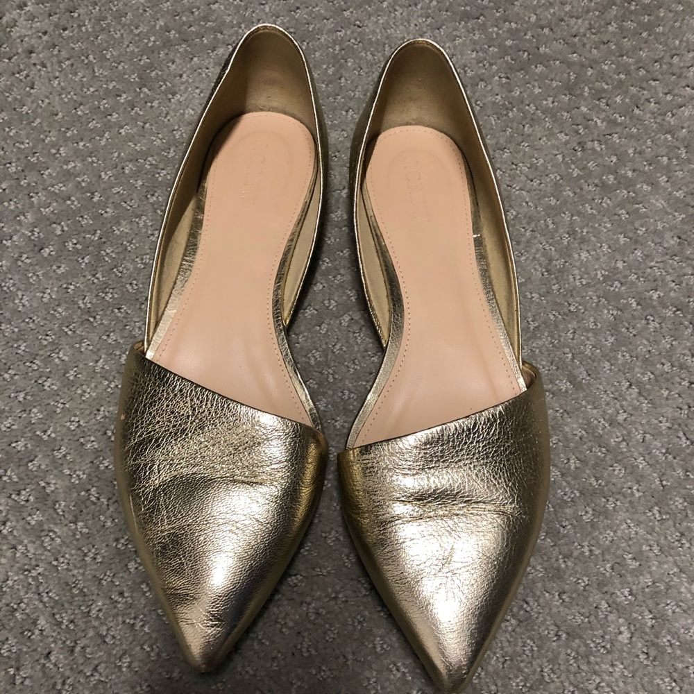 J.Crew D’Orsay Gold Flats - Size 9